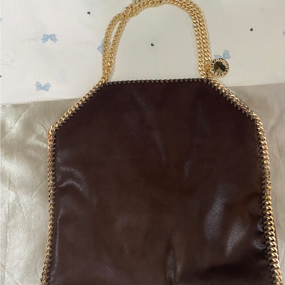 Stella McCartney Dark Brown Faux-Leather Tote with Gold Chain Trim - Picture 5 of 10